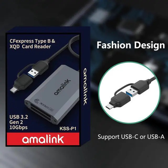 Alt view image 7 of 7 - CFexpress Type B and XQD Card Reader,amalink Dual Slot USB 3.2 GEN 2 10G Type B CFexpress Adapter with Dual connectors(USB A&USB C) .Plug and Play Compatible with Android/Windows/Mac OS/iPad