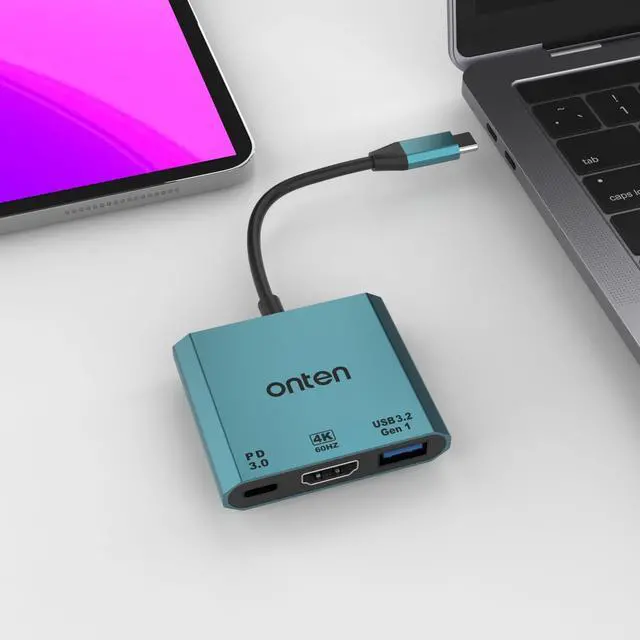 Alt view image 7 of 7 - ONTEN USB-C to HDMI Adapter.USB Type-C HUB with 4K@60HZ HDMI, PD 100W Charger,USB 3.0. USB-C/Thunderbolt 3/4 to USB 3.0 Adapter.Compatible with iPad M1 M2, MacBook Pro 2021/2020/2019,Surface