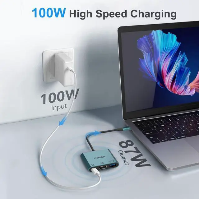 Alt view image 4 of 7 - ONTEN USB C to Dual HDMI adpater 4K@60HZ USB Type c to Dual Monitor MST Converter.Compatible with thunderbolt3/4 MacBook Pro/Air, iPad Pro and More (DP AltMode Required)