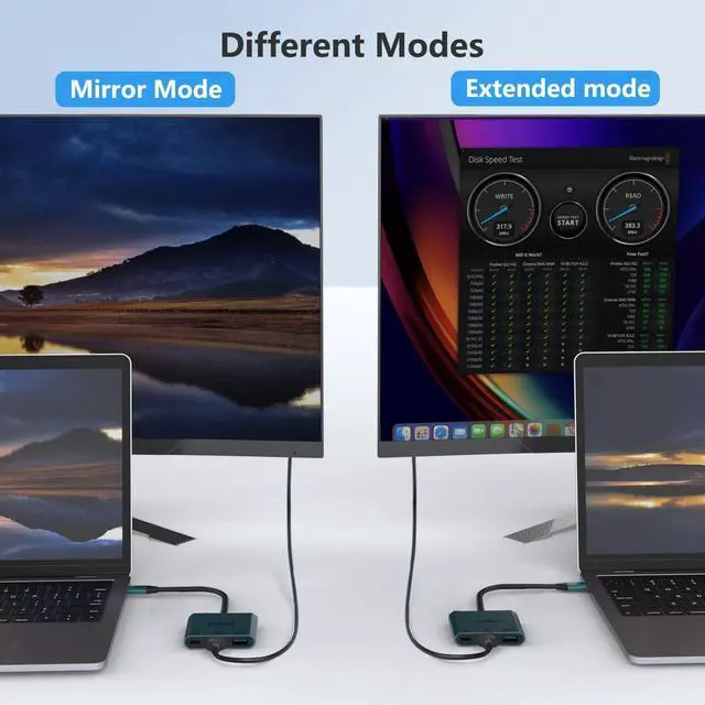Alt view image 3 of 7 - ONTEN USB C to Dual HDMI adpater 4K@60HZ USB Type c to Dual Monitor MST Converter.Compatible with thunderbolt3/4 MacBook Pro/Air, iPad Pro and More (DP AltMode Required)