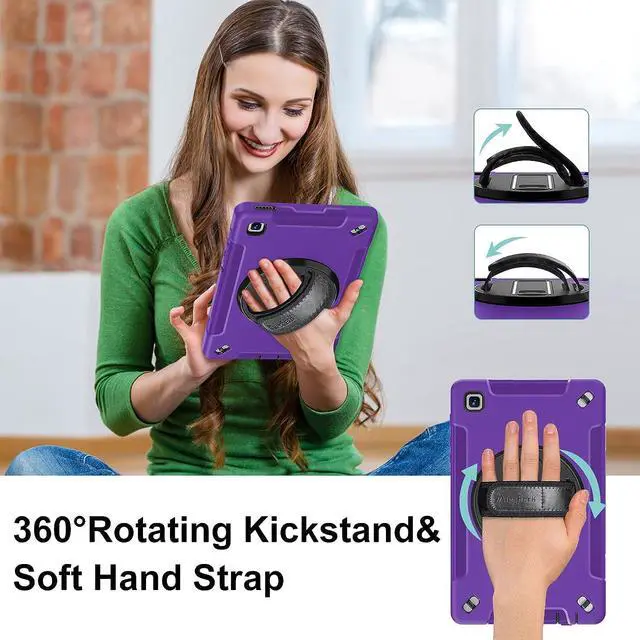 Alt view image 6 of 7 - Case for Galaxy Tab A7 Lite, Military Grade Heavy Duty Shockproof Case with Hand/Shoulder Strap Rotating Kickstand for Samsung Galaxy Tab A7 Lite 8.7 Inch 2021, Purple