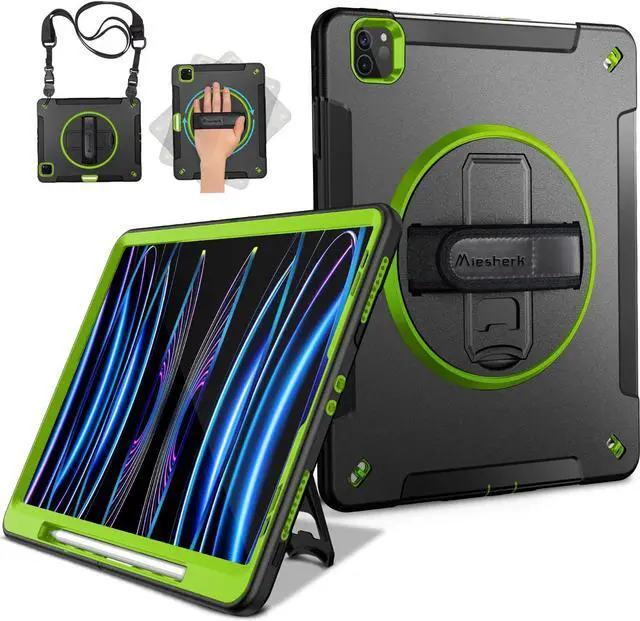 Main image of Case for iPad Pro 11 Inch Case 2022/2021: iPad Pro 11 Case 4th Generation, Military Grade Heavy Duty Shockproof Rotating Stand+Hand/Shoulder Strap for iPad Pro 11 2021 3rd Gen Case, Green