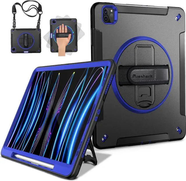 Main image of Case for iPad Pro 11 Inch Case 2022/2021: iPad Pro 11 Case 4th Generation, Military Grade Heavy Duty Shockproof Rotating Stand+Hand/Shoulder Strap for iPad Pro 11 2021 3rd Gen Case, Blue