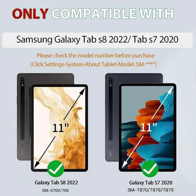 Alt view image 7 of 7 - Case for Samsung Galaxy Tab S7/S8, Military Grade Heavy Duty Shockproof Case for Galaxy Tablet S8 11 inch with Hand/Shoulder Strap-S-Pen Holder-Tab S8 11" SM -X700/X706/T870/T875/T878, Black