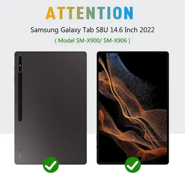 Alt view image 7 of 7 - Galaxy Tab S8 Ultra 14.6 Inch Case: Military Grade Tab S8U Case 2022 Heavy Duty Shockproof Protective Cover-S-Pencil Holder-Rotating Stand-Hand/Shoulder Strap for Samsung Tab S8 U Black