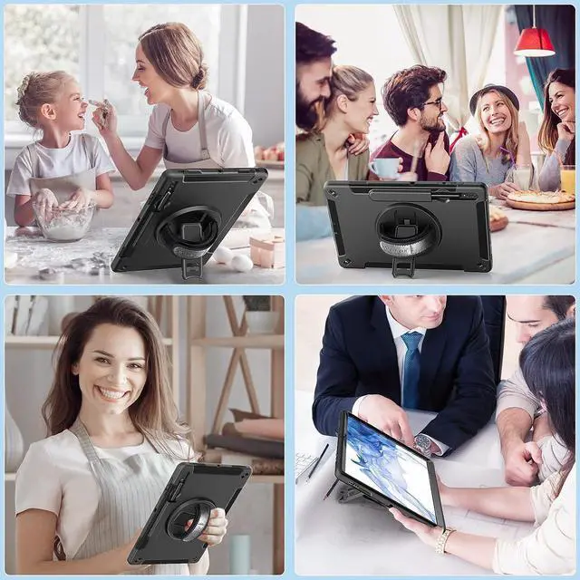 Alt view image 7 of 7 - Case for Galaxy Tab S7 FE/S8 Plus/S7 Plus, Military Grade Shockproof Case with Hand/Shoulder Strap-S Pen Holder-Rotating Kickstand for Samsung Galaxy Tab S7 FE/S8 Plus/S7 Plus 12.4 Inch