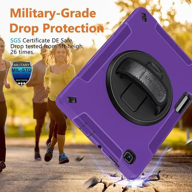 Alt view image 2 of 7 - Case for Galaxy Tab S9, Military Grade Heavy Duty Shockproof Case with Hand/Shoulder Strap Rotating Kickstand for Samsung Galaxy Tab S9 11 Inch 2023, Black