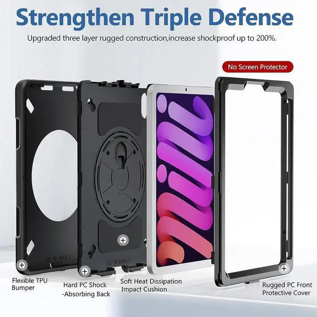 Alt view image 3 of 7 - Case for Galaxy Tab S6 Lite: Military Grade Heavy Duty Shockproof Cover for Samsung Galaxy Tablet S6 Lite 10.4 Inch 2022/2020 (SM-P610/P613/P615/P619), Purple