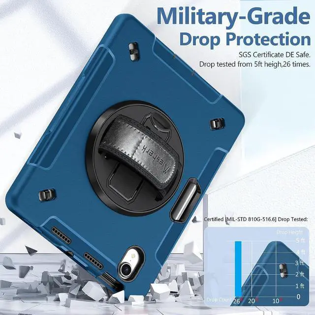 Alt view image 2 of 7 - Case for iPad Mini 6 Case 8.3 Inch 2021, Military Grade Heavy Duty Shockproof Case with Stand - Hand/Shoulder Strap - Pencil Holder for iPad Mini 6th Generation A2567 A2568 A2569 Black