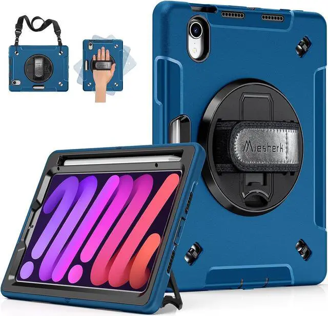 Main image of Case for iPad Mini 6 Case 8.3 Inch 2021, Military Grade Heavy Duty Shockproof Case with Stand - Hand/Shoulder Strap - Pencil Holder for iPad Mini 6th Generation A2567 A2568 A2569 Black