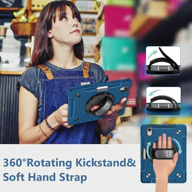 Alt view image 6 of 7 - Case for iPad Mini 6 Case 8.3 Inch 2021, Military Grade Heavy Duty Shockproof Case with Stand - Hand/Shoulder Strap - Pencil Holder for iPad Mini 6th Generation A2567 A2568 A2569 Black