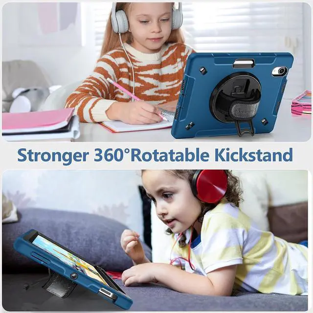 Alt view image 5 of 7 - Case for iPad Mini 6 Case 8.3 Inch 2021, Military Grade Heavy Duty Shockproof Case with Stand - Hand/Shoulder Strap - Pencil Holder for iPad Mini 6th Generation A2567 A2568 A2569 Black