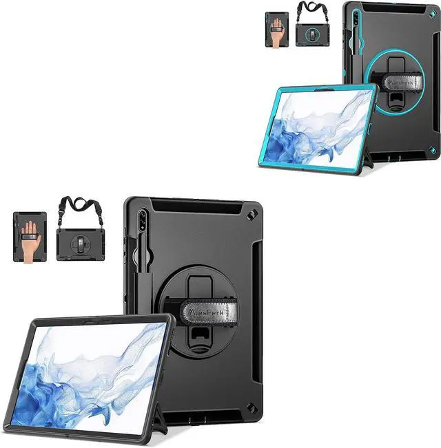 Main image of Case for Samsung Galaxy Tab S8 Plus 12.4 Inch 2022 - Black+Sky Blue - Get 2