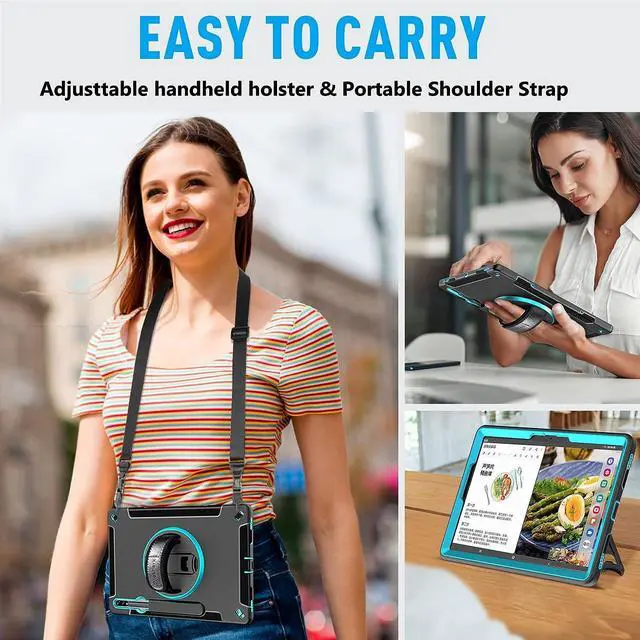 Alt view image 6 of 7 - Case for Samsung Galaxy Tab S8 Plus 12.4 Inch 2022 - Black+Sky Blue - Get 2