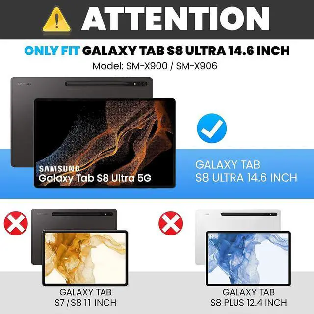 Alt view image 2 of 7 - Full Body Protective Case for Samsung Galaxy Tab S8 Ultra 14.6 Inch, 3-Layer Rugged Military Grade Shockproof Case for Tab S8 Ultra with 360° Swivel Handle, S-Pen Holder, Shoulder Strap, Orange