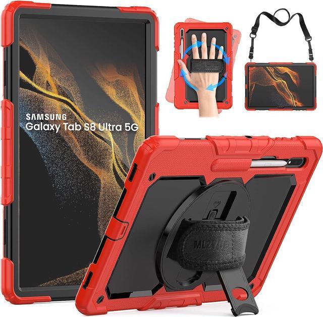 Case for Samsung Galaxy Tab S8 Ultra 2022: 3-Layer Rugged Military Grade  Shockproof Case for Tab S8 Ultra 14.6 Inch with 360° Swivel Stand - Handle  