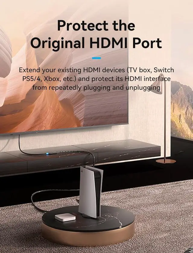 Alt view image 5 of 7 - HDMI Extension Cable 4K HDMI Extender 5FT Male to Female Adapter Cord High Speed Compatible with  TV Stick PS5 PS4 Xbox Laptop PC Blu Ray Player Wii U HDTV