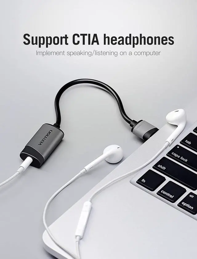 Alt view image 3 of 7 - USB Sound Card, VENTION 3.5mm Sound Card External USB Audio Adapter Compatible with pc Windows 10, MAC, Linux, Laptops, Desktops, PS5