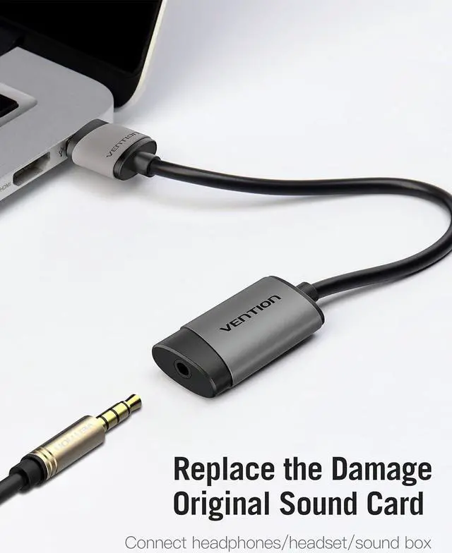Alt view image 2 of 7 - USB Sound Card, VENTION 3.5mm Sound Card External USB Audio Adapter Compatible with pc Windows 10, MAC, Linux, Laptops, Desktops, PS5
