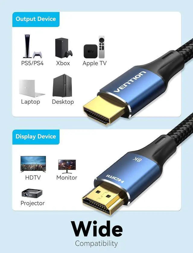 Alt view image 7 of 7 - HDMI Switcher and 8K HDMI Cable x3
