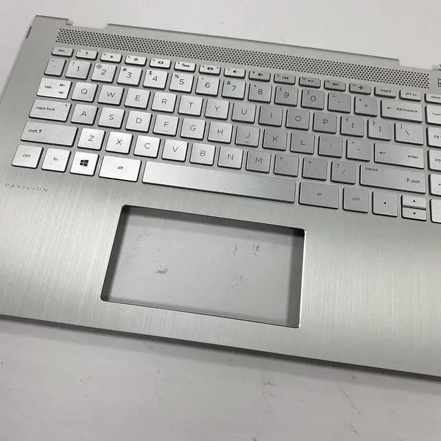 Alt view image 6 of 7 - Replacement Laptop Upper Case Palmrest Backlit Keyboard Assembly Part for HP Pavilion 14-BA 14T-BA 924115-001 Sliver - OEM