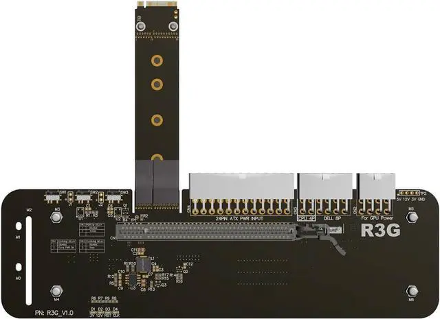 Main image of M.2 Key M NVMe External Graphics Card Stand Bracket with PCIe3.0 x4 Riser Cable 25cm 50cm 32Gbs for ITX STX NUC VEGA64 GTX1080ti (25CM,R43SG)