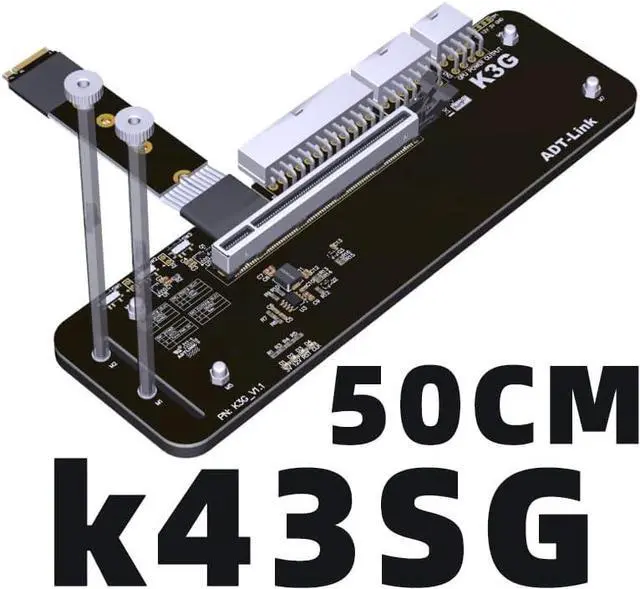 Alt view image 3 of 6 - M.2 M Key NVMe External Graphics Card Stand Bracket 64Gbs Full Speed with PCIe 4.0 x4 Riser Cable R43SG Upgraded for Graphics Card 1660 Above (50CM K43SG)