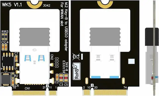 Alt view image 6 of 6 - Wireless Network Card M.2 B Key to WiFi Converter USB 3.0 SSD NGFF 3042 Card 4G Slot for WWAN Slot