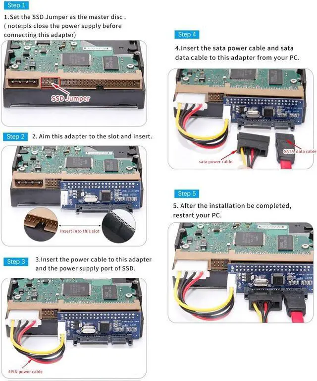 Alt view image 6 of 6 - 39 Pin IDE to SATA Connector SATA IDE Adapter 3.5 HDD IDE/PATA Hard Disk Adapter Converter Card with Data Power Cable