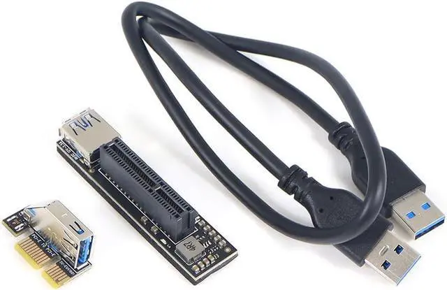 Alt view image 4 of 7 - Add On Cards PCI Express X1 to X4 USB 3.0 Adapter Raiser Extender PCIE Riser Card USB3.0 PCI-E SATA Expansion Card Raiser
