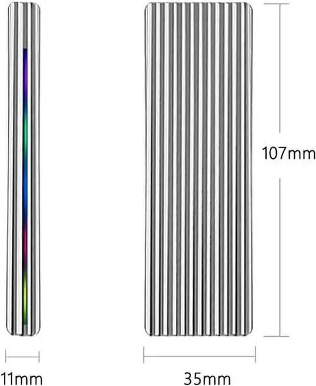 Alt view image 2 of 3 - M.2 M Key SSD Enclosure 10Gbps/5Gbps USB3.1 NGFF/NVME Protocol USB-C Mobile Case Aluminum Alloy with RGB Light (NGFF C to A,Red)