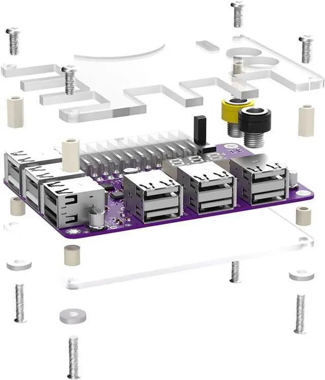 Alt view image 3 of 7 - JMT 24 Pins ATX Power Supply Breakout Board and Acrylic Case Kit Module Adapter PC Power Connector Support 3.3V/5V/12V 1.8V-10.8V(ADJ) (Upgraded 12Port 1piece)