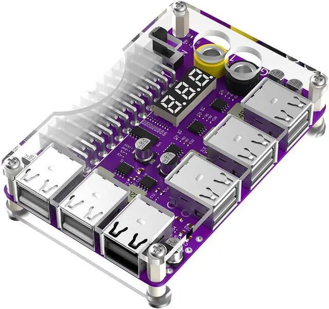 Main image of JMT 24 Pins ATX Power Supply Breakout Board and Acrylic Case Kit Module Adapter PC Power Connector Support 3.3V/5V/12V 1.8V-10.8V(ADJ) (Upgraded 12Port 1piece)
