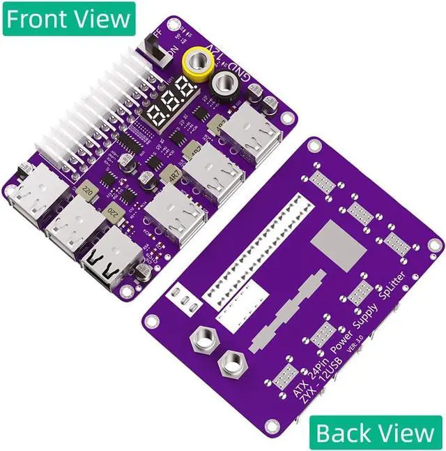 Alt view image 5 of 7 - JMT 24 Pins ATX Power Supply Breakout Board and Acrylic Case Kit Module Adapter PC Power Connector Support 3.3V/5V/12V 1.8V-10.8V(ADJ) (Upgraded 12Port 1piece)