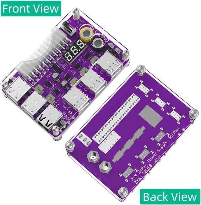 Alt view image 4 of 7 - JMT 24 Pins ATX Power Supply Breakout Board and Acrylic Case Kit Module Adapter PC Power Connector Support 3.3V/5V/12V 1.8V-10.8V(ADJ) (Upgraded 12Port 1piece)
