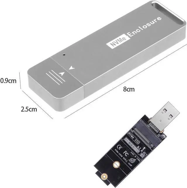Alt view image 2 of 6 - M.2 2242 2230 SSD Enclosure M.2 PCIe NVME to USB3.1 Type-A Gen 2 Hard Disk External Enclosure for NVMe SSD (Grey)