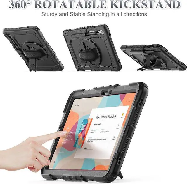 Alt view image 4 of 7 - for  Galaxy Tab S9/ S9 FE 5G Tablet Case 2023 with Screen Protector Pencil Holder [360 Rotating Hand Strap] &Stand Drop-Proof Case for Galaxy Tab S9 FE 10.9/ S9 11 Black1