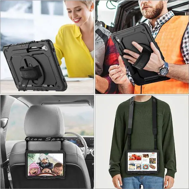 Alt view image 5 of 7 - for  Galaxy Tab S9/ S9 FE 5G Tablet Case 2023 with Screen Protector Pencil Holder [360 Rotating Hand Strap] &Stand Drop-Proof Case for Galaxy Tab S9 FE 10.9/ S9 11 Black1