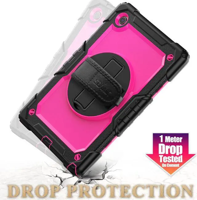 Alt view image 7 of 7 - 360 Hand Strap Shockproof Case for  Galaxy Tab A9 Plus 11 inch Pink+Black