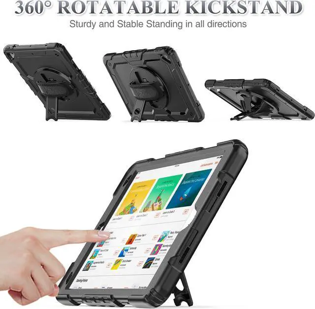 Alt view image 3 of 6 - Pad Air 3 2019 / Pro 10.5'' Case, Full-Body Drop Protection Case with Screen Protector Pen Holder [360° Rotate Hand Strap/Stand] for Pad Air 3rd Generation 10.5 inch (Black)