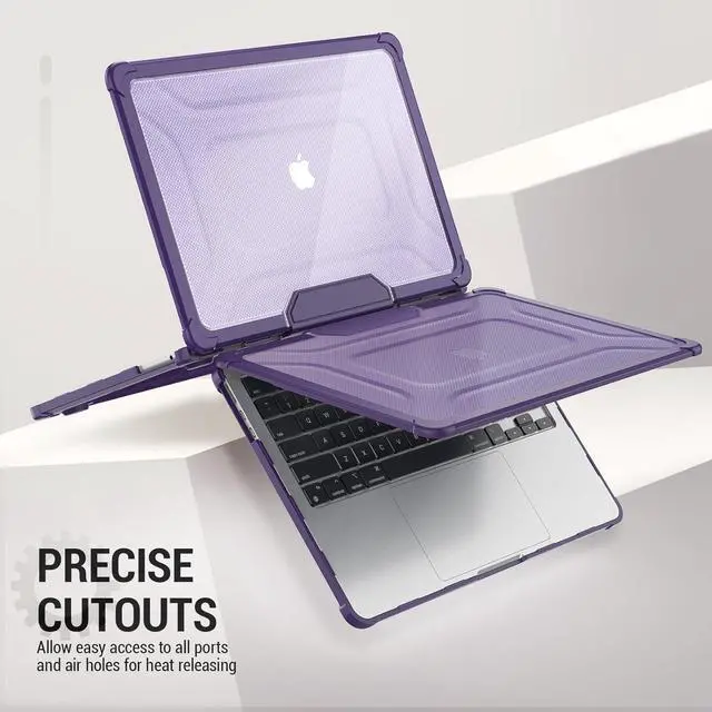 Alt view image 5 of 6 - MBook Air 13.6 inch Case (2022)[A2681 M2], Shock-Absorbing Protection Case with Folding Stand &Mouse Pad/Bag for MBook Air 13.6 (Purple)