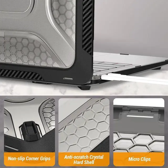 Alt view image 5 of 6 - MBook Air 15 inch Case 2023 Release A2941 M2 Chip, Shock-Absorbing Protection Case with Folding Stand &Mouse Pad/Bag for MBook Air 15\u201d A2941 M2 Chip (Beige)