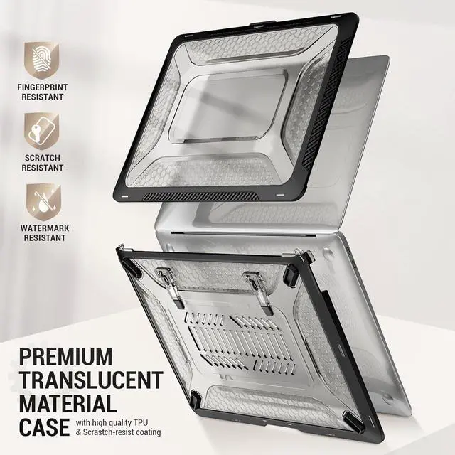 Alt view image 6 of 6 - MBook Air 15 inch Case 2023 Release A2941 M2 Chip, Shock-Absorbing Protection Case with Folding Stand &Mouse Pad/Bag for MBook Air 15\u201d A2941 M2 Chip (Beige)