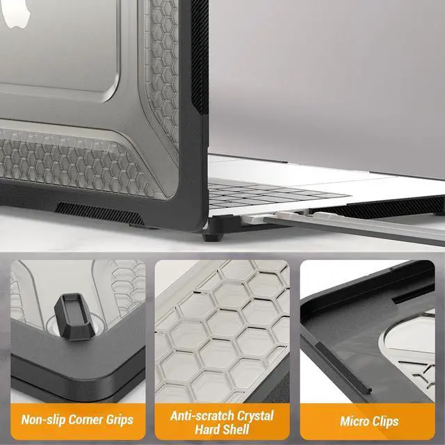 Alt view image 5 of 5 - MBook Air 13 inch Case (2020-2018)[A2337 M1/A2179/A1932], Shock-Absorbing Protection Case with Folding Stand &Mouse Pad/Bag for MBook Air 13\u201d (Black)