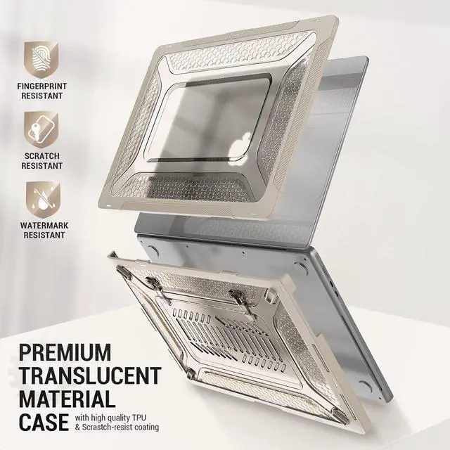Alt view image 4 of 7 - MBook Air 13.6 inch Case (2022)[A2681 M2], Shock-Absorbing Protection Case with Folding Stand &Mouse Pad/Bag for MBook Air 13.6\u201d (Beige)