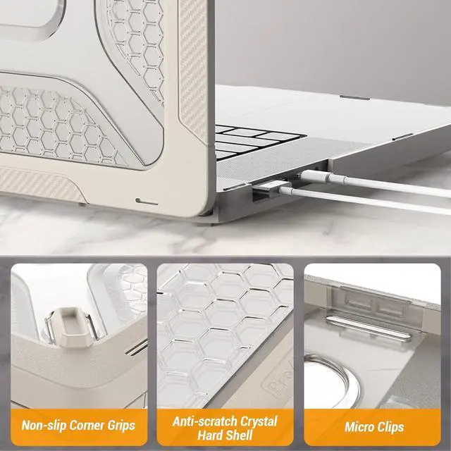 Alt view image 7 of 7 - MBook Air 13.6 inch Case (2022)[A2681 M2], Shock-Absorbing Protection Case with Folding Stand &Mouse Pad/Bag for MBook Air 13.6\u201d (Beige)