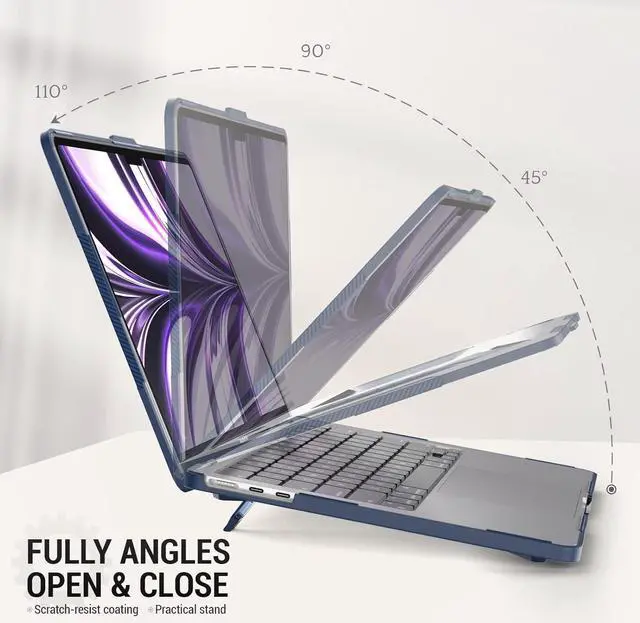 Alt view image 3 of 7 - MBook Air 13.6 inch Case (2022)[A2681 M2], Shock-Absorbing Protection Case with Folding Stand &Mouse Pad/Bag for MBook Air 13.6\u201d (Black)