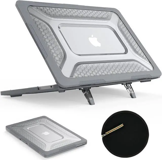 Main image of MBook Air 13.6 inch Case (2022)[A2681 M2], Shock-Absorbing Protection Case with Folding Stand &Mouse Pad/Bag for MBook Air 13.6\u201d (Gray)