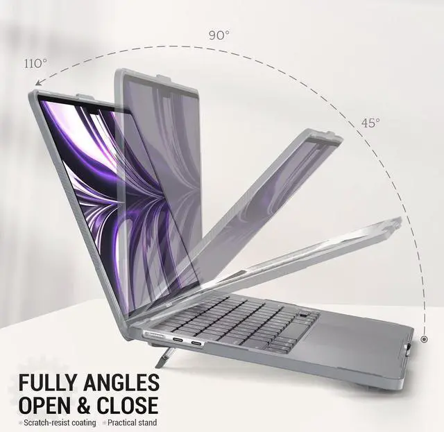 Alt view image 3 of 7 - MBook Air 13.6 inch Case (2022)[A2681 M2], Shock-Absorbing Protection Case with Folding Stand &Mouse Pad/Bag for MBook Air 13.6\u201d (Gray)