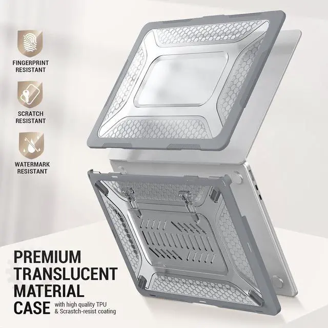 Alt view image 4 of 7 - MBook Air 13.6 inch Case (2022)[A2681 M2], Shock-Absorbing Protection Case with Folding Stand &Mouse Pad/Bag for MBook Air 13.6\u201d (Gray)